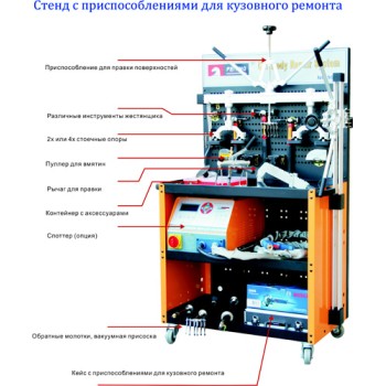 Стенд с приспособлениями и аксессуарами для кузовного ремонта